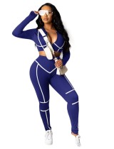 Sports Fitness Long Sleeve Crop Top and Pants Set