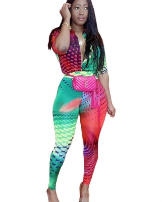 African Colorful Blouse and Pants Set