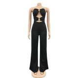 Sexy Plain Strapless O-Rings Jumpsuit