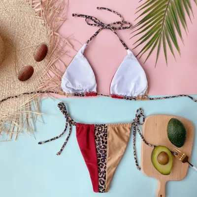 Sexy Leopard Print Strings Thong Swimwear