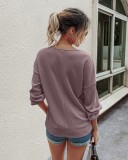 Autumn Plain V-Neck Knitted Shirt