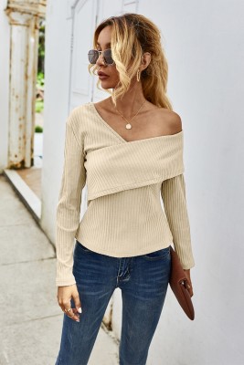 Autumn Irregular Knitted Plain Shirt