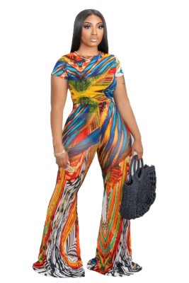 Bell Bottom Print Colorful African Jumpsuit