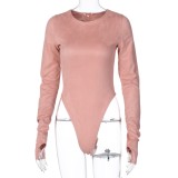 Sexy High Cut Plain Bodysuit with Full Sleeves