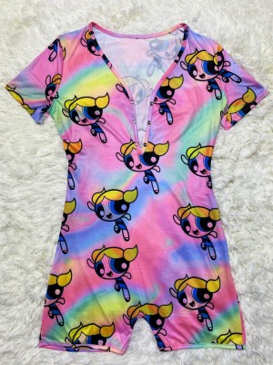 Summer African Cute Print V-Neck Rompers