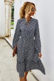 Fall Long Sleeve O Neck Dot Long Dress