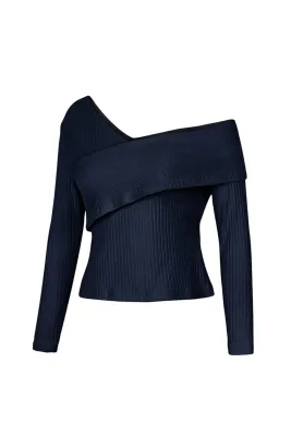 Autumn Irregular Knitted Plain Shirt