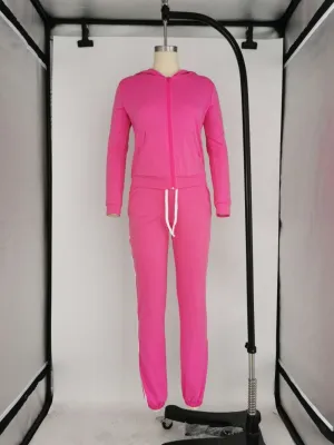 Fall Blank Pockets Hoodie Tracksuit