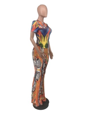 Bell Bottom Print Colorful African Jumpsuit