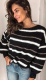 O Neck Striped Loose Pullover Sweater