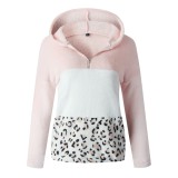 Autumn Contrast Plush Hoodie Top