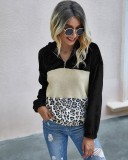 Autumn Contrast Plush Hoodie Top