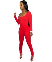 Solid Color Long Sleeve Bodycon Jumpsuit