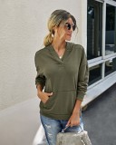 Autumn Solid Color Pocket Hoodie Shirt