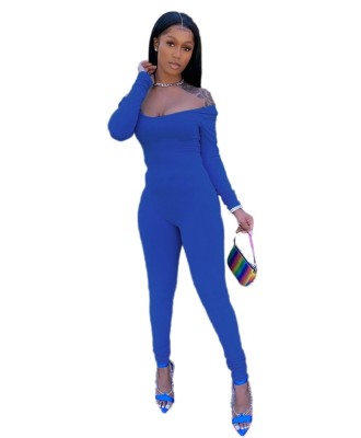 Solid Color Long Sleeve Bodycon Jumpsuit