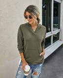 Autumn Solid Color Pocket Hoodie Shirt