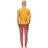 Casual African Print Shirt and Plaid Zipper Trousers