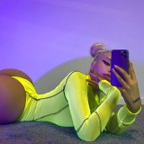 Sexy High Cut Long Sleeve Neon Bodysuit