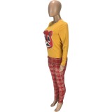 Casual African Print Shirt and Plaid Zipper Trousers