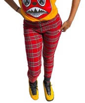 Casual African Plaid Zipper Trousers