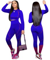 Autumn Sports Matching Crop Top and High Waist Legging Set