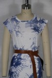 Summer Tie Dye Slit Long Dress with Belt