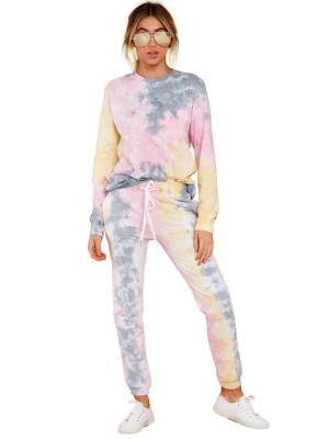 Autumn Tie Dye Matching Top and Pants Lounge Wear