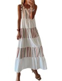 Summer Striped Sleeveless Long Boho Dress