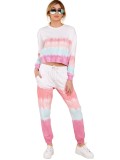 Autumn Tie Dye Matching Top and Pants Lounge Wear