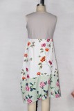 Summer Contrast Floral Sleeveless Boho Shirt Dress