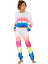 Autumn Tie Dye Matching Top and Pants Lounge Wear