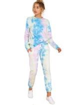 Autumn Tie Dye Matching Top and Pants Lounge Wear