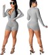 Autumn Long Sleeve Ruched Zipper Bodycon Rompers