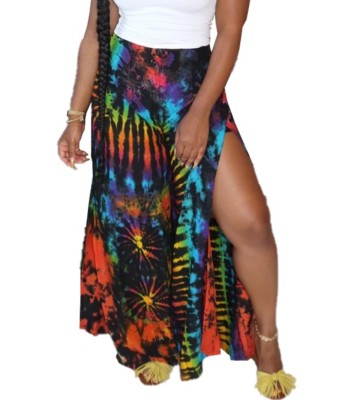 Tie Dye High Waist Slit Pants