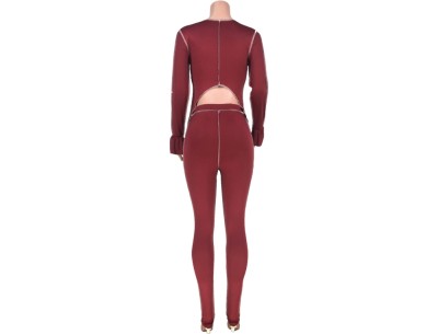 Autumn Matching Sexy Crop Top and High Waist Pants Set