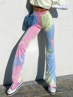 Western Tie Dye High Waist Regular Trousers