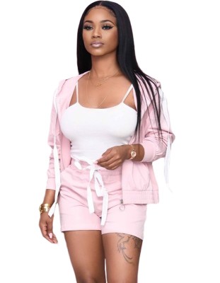 Autumn Two Piece Shorts Hoodie Tracksuit
