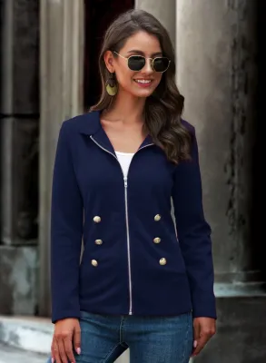 Autumn Regular Plain Zipper Jacket