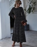 Autumn Floral Long Sleeve Long Maxi Dress