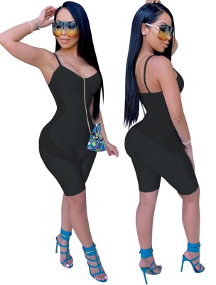 Sports Fitness Black Strap Rompers