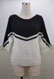 Autumn Contrast O Neck Pullover Loose Sweater