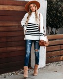 Autumn Striped O Neck Pullover Loose Sweater