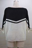 Autumn Contrast O Neck Pullover Loose Sweater
