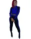 Autumn Contrast Crop Top and Pants Tracksuit