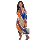 Print Colorful African Autumn Curvy Long Party Dress
