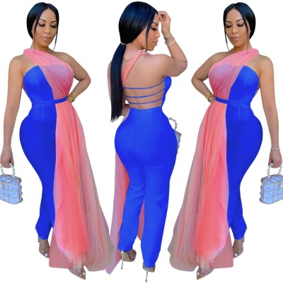 Occassional One Shoulder Overlay Jumpsuit