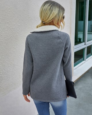 Autumn Solid Plain Pullover Cotton Tops