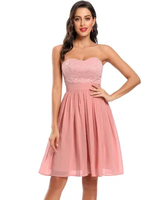 Bridemaid Lace Upper Strapless Skater Dress