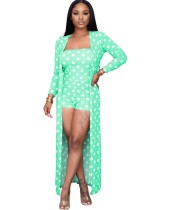 Matchiong Polka Strapless Rompers and Long Cardigans