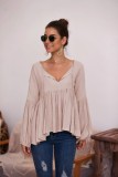 Autumn Solid Plain Flare Shirt with Pop Sleeves